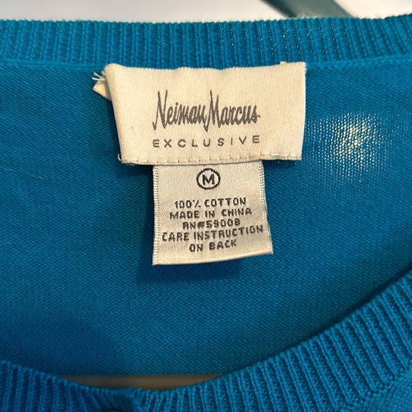 Neiman Marcus turquoise cardigan M - Picture 2 of 3